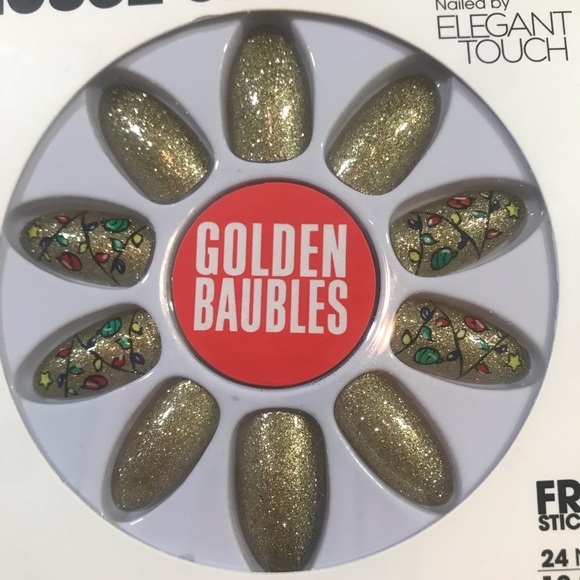 NEW ELEGANT TOUCH GOLDEN BAUBLES CHRISTMAS NAILS - Picture 7 of 10